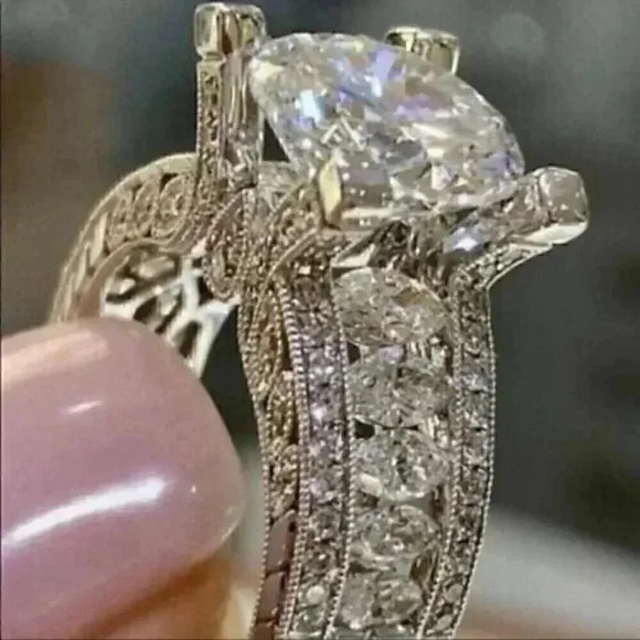 NEW ENGAGEMENT 925 STERLING SILVER DIAMOND RING - Picture 1 of 4